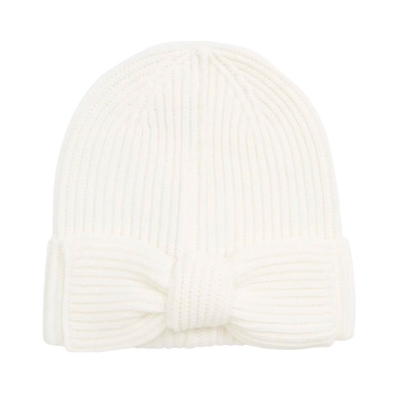 kate spade Accessories - KATE SPADE • Cream Hats Off Bow Beanie Cap Hat